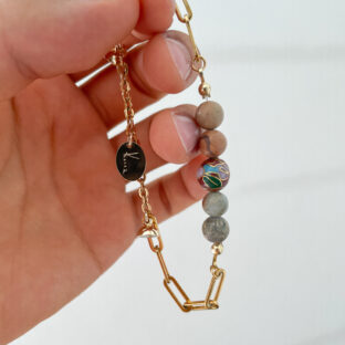 STONES & CHAIN GOLD BRACELET [SURGICAL STAINLESS]