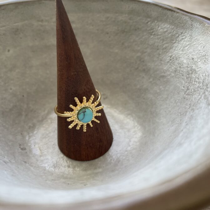 gold ring with the turquoise stone