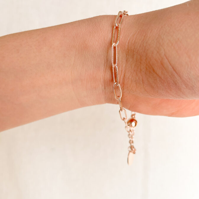 a pink gold chain bracelet