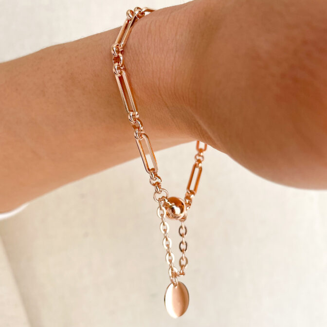 a pink gold chain bracelet