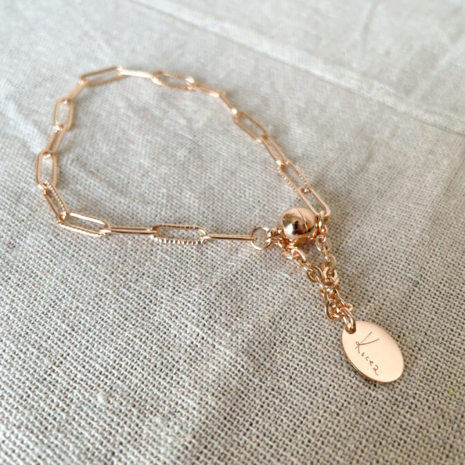 a pink gold chain bracelet
