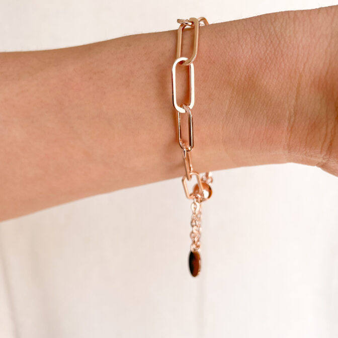 a pink gold chain bracelet