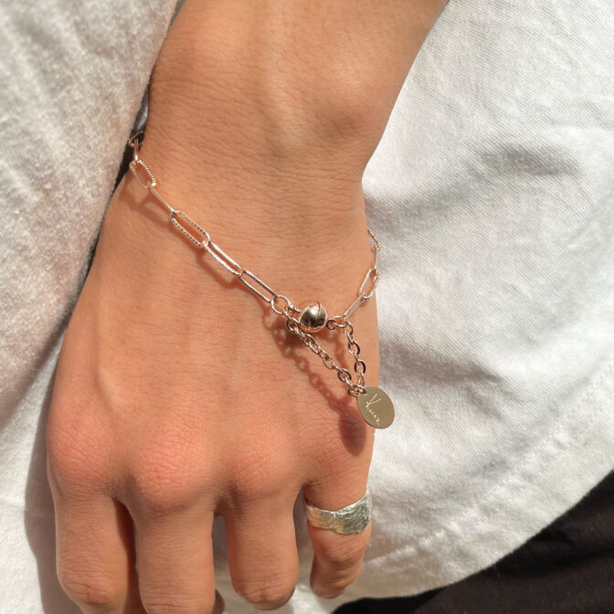 a pink gold chain bracelet