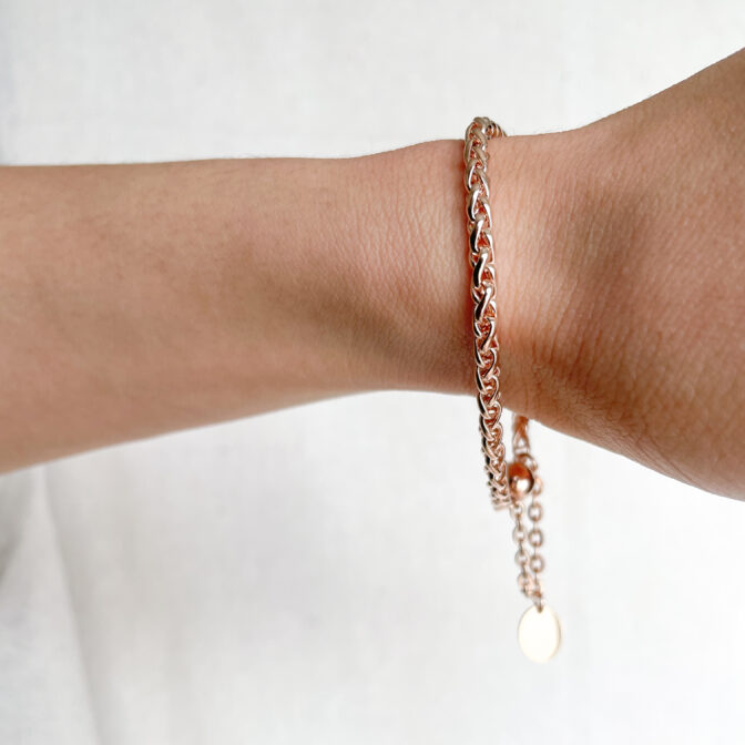 a pink gold bracelet