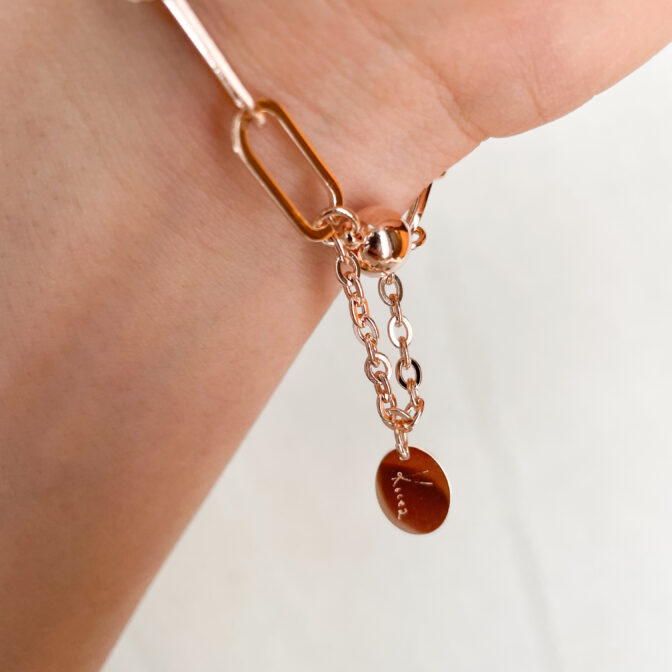 a pink gold chain bracelet