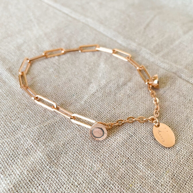 a pink gold chain bracelet