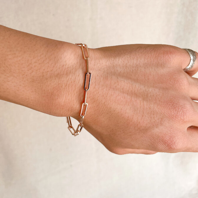 a pink gold chain bracelet