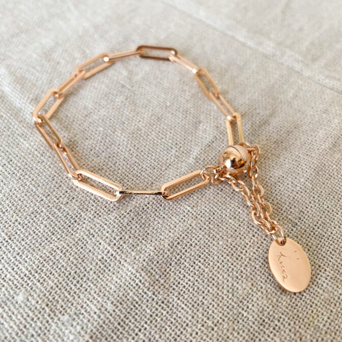 a pink gold chain bracelet