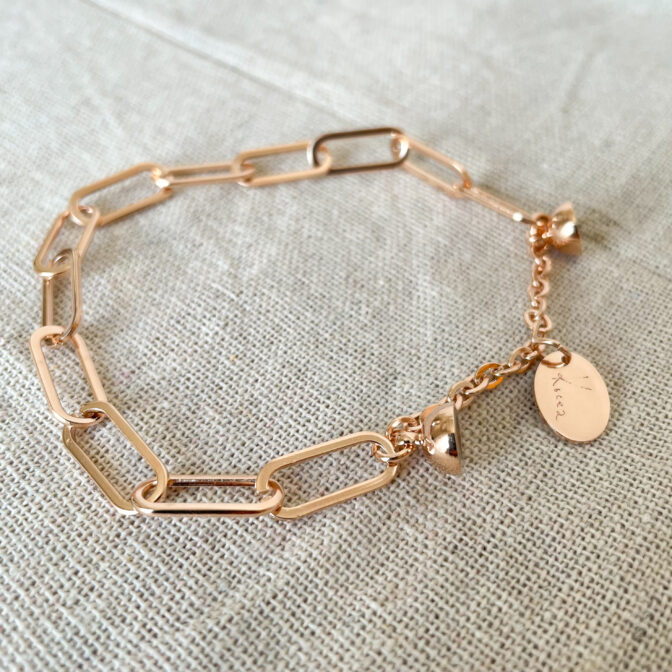 a pink gold chain bracelet