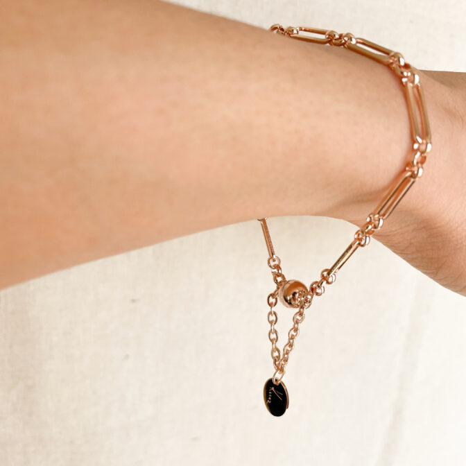 a pink gold chain bracelet