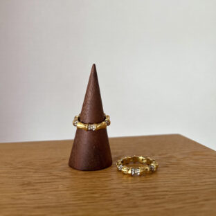 CUBIC ZIRCONIA BAMBOO GOLD RING [STAINLESS STEEL]