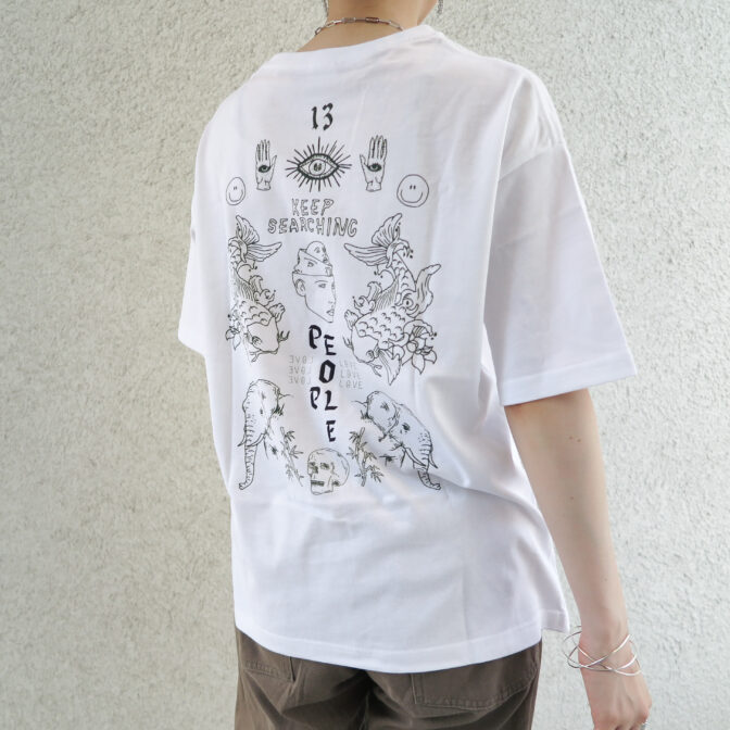 the model is wearing a white shirt